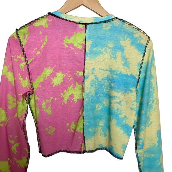 The Ragged Priest Crop Top Long Sleeve Inside Out Seam Raw Hem Women's Size Med - Picture 8 of 9